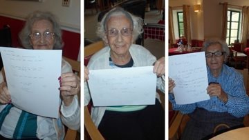 Writing letters to loved ones at Wigston care home